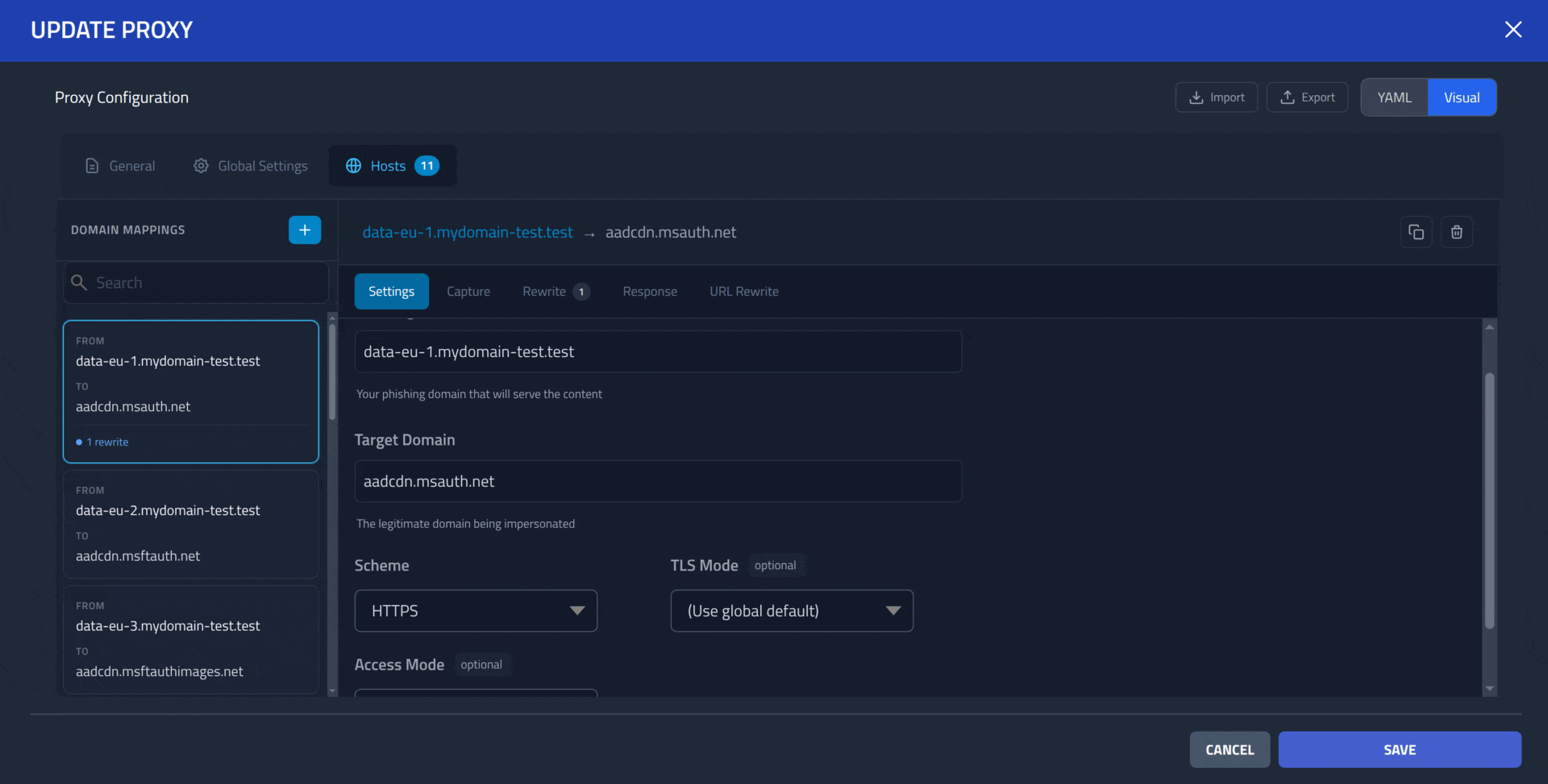GIF with images of AiTM related functionality, mainly the visual editor