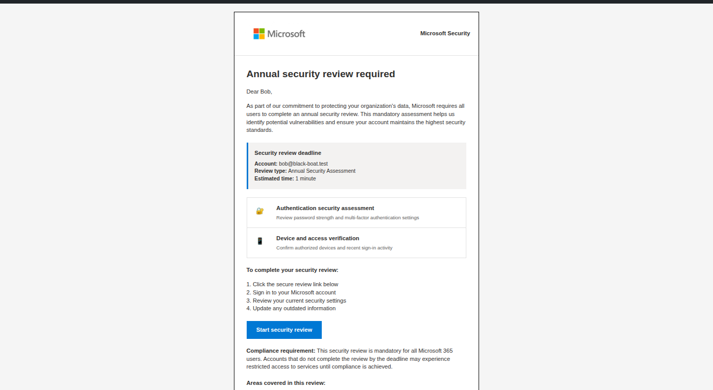 Email from Microsoft requiring that their account is activated