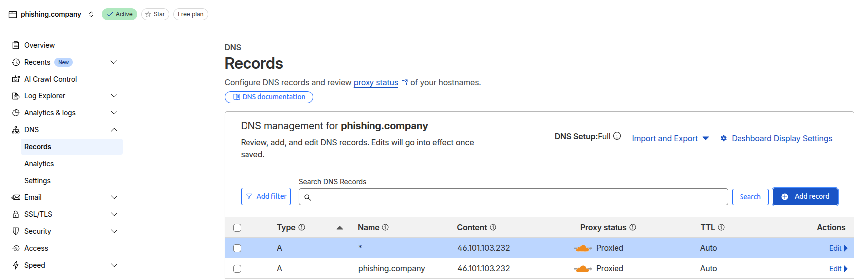 Configuring proxy DNS settings