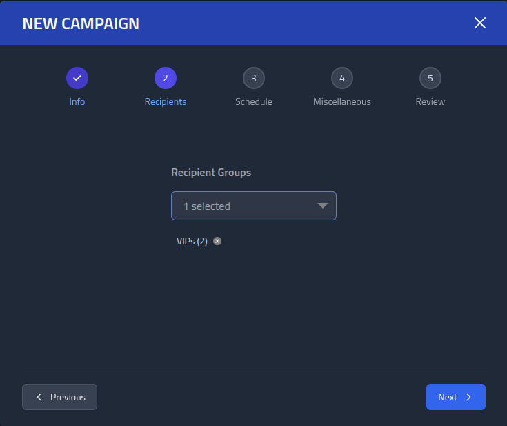 Step 2 of create campaign modal