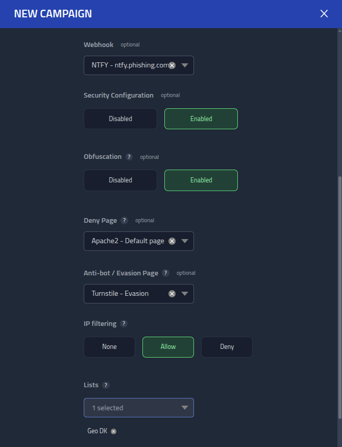 Last of step 4 of create campaign modal