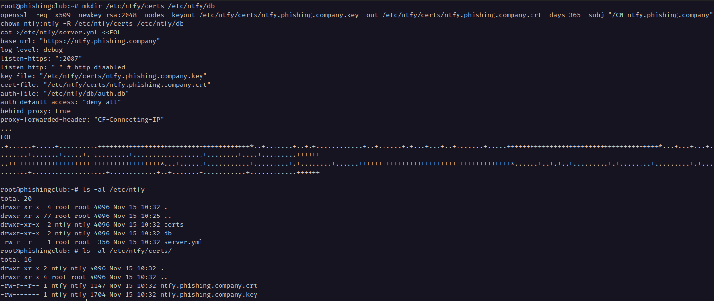 Configuring ntfy on the server
