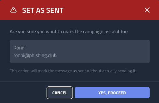 Manually mark the email as sent