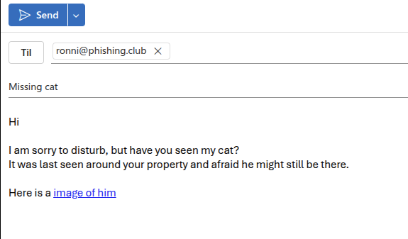 The recon mail pasted into Outlook