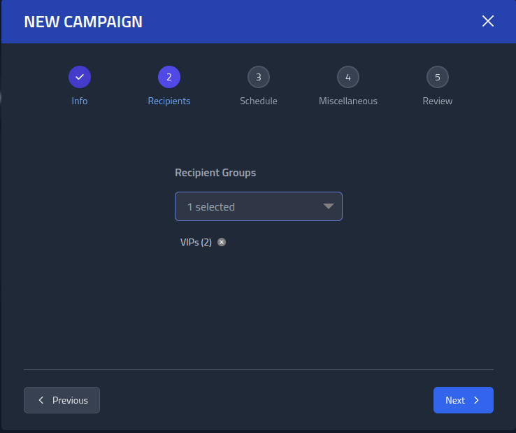 Step 2 in create campaign modal