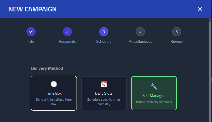 Step 3 in create campaign modal