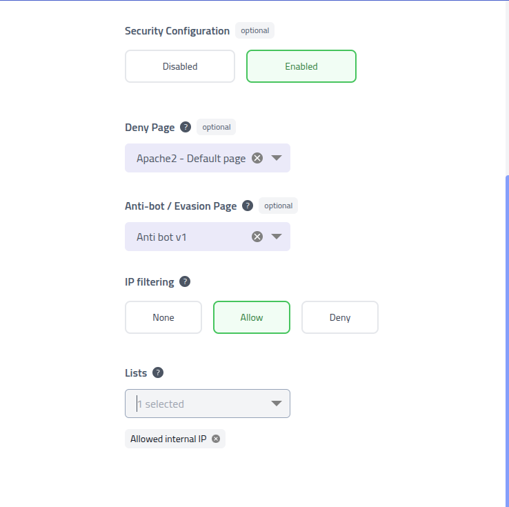 Phishing Club - Create campaign step 4 - Miscellaneous - Security configuration