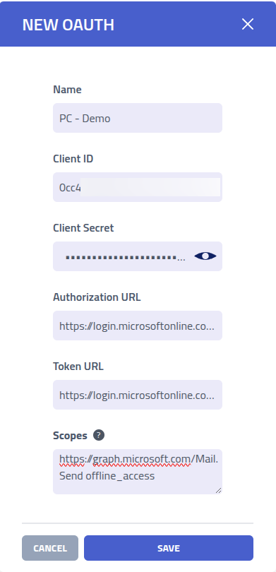Phishing Club - Adding a new oauth application with our Microsoft app details