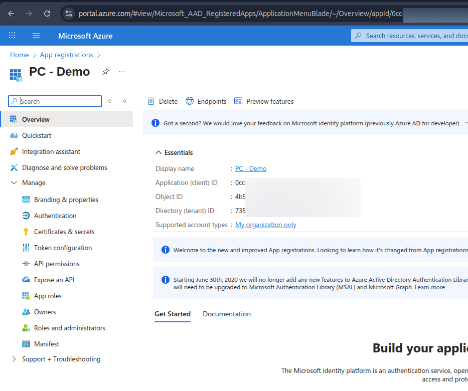 Phishing Club - Newly created Microsoft Oauth app