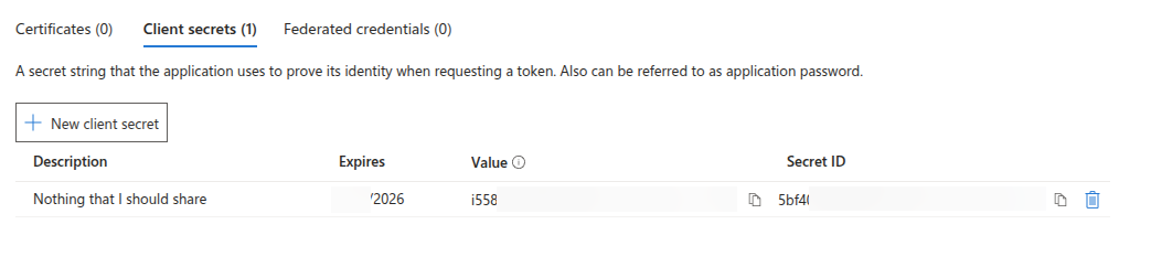 Phishing Club - Page with the secret from the oauth application